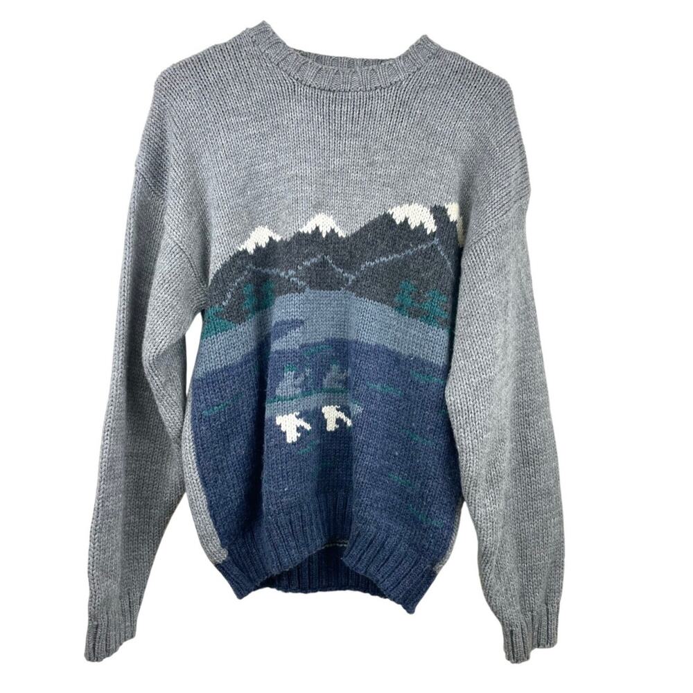 Vintage Mervyns Mens Sweater Sz M Wool Indie Grunge Chunky Cabin Mountains Thick
